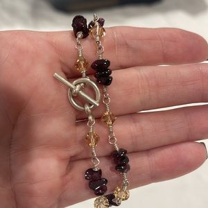 Sterling Silver, Garnet and Swarovski Necklace & Earrings